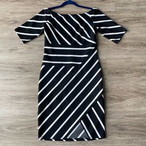 Anne Fontaine Black and White Striped Midi Dress